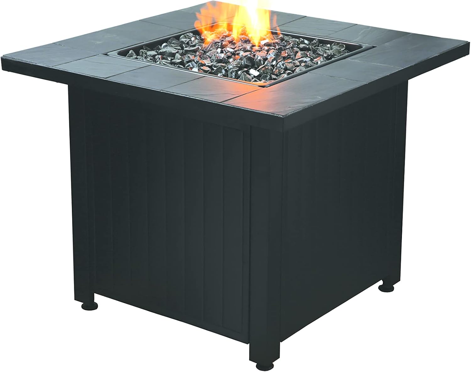 Endless Summer 30,000 BTU Liquid Propane Outdoor Home Patio Fire Pit Table with Fire Glass Rocks and Protective Cover, Black