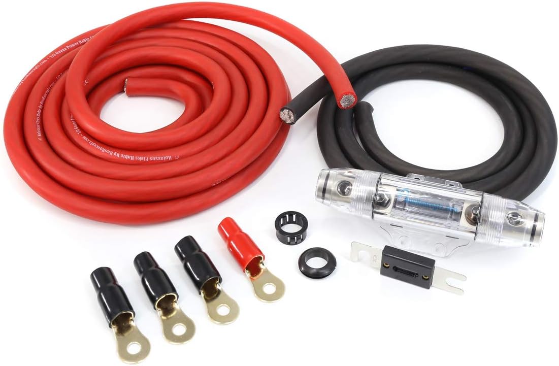 KnuKonceptz Kolossus Flex 0 Gauge OFC Power Amp Wiring Installation Kit - Red