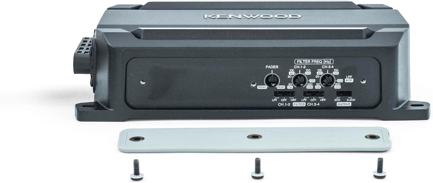KENWOOD KAC-M5024BT Compact 4-Channel 600 Watt Car Amplifier with Bluetooth Streaming. Built for Marine, ATV and Powersport Applications. Waterproof, Dustproof, Rust Proof and Vibration Proof