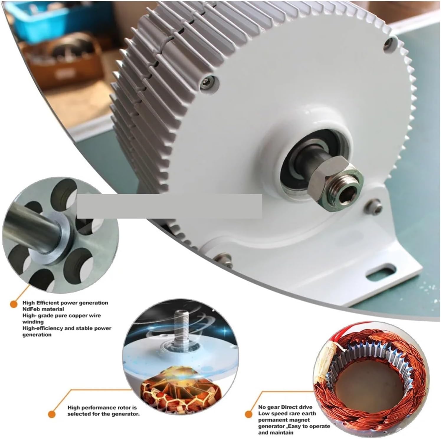 Wind Turbine Generator Kit,Turbine Low Speed 1000W 12V 24V 48V for Water Conservancy and Wind Power Household Low Starting Speed for Home(with Base,12V_1KW)