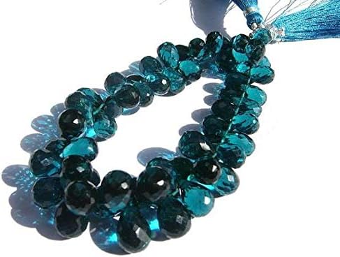 13 inch natural beads strand of 8x6-11x8mm faceted teardrop blue quartz gemstone briolletes beads for DIY jewelry - necklace, bracelet, earring, ring.