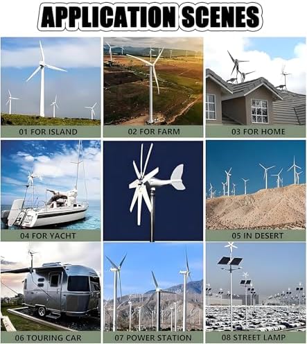 10,000W Wind Turbine Generator Kit - 12V/24V/48V, 8-Blade Wind Power System with Charge Controller for Home, Marine & Off-Grid Renewable Energy Solutions