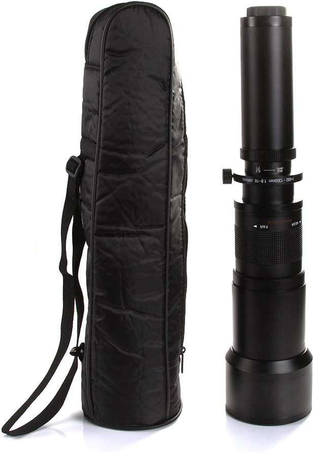 Super 650-1300mm f/8 Manual Telephoto Zoom Lens for Canon EOS EF-S DSLR Cameras with T-Mount + Photo Essential Accessory Kit