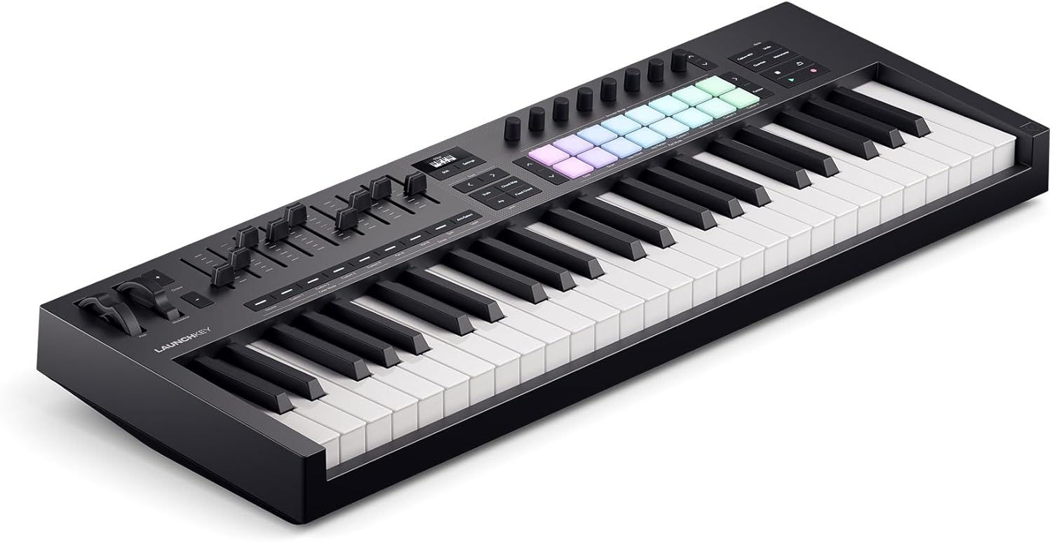 Audiosavings Bundle: Novation LAUNCHKEY 49 MK4 49-Key USB MIDI Ableton Live Keyboard Controller Bundle with Rockville PRO-M50 Studio Headphones w/Detachable Coil Cable & Case+Extra Ear Pad (2 Items)