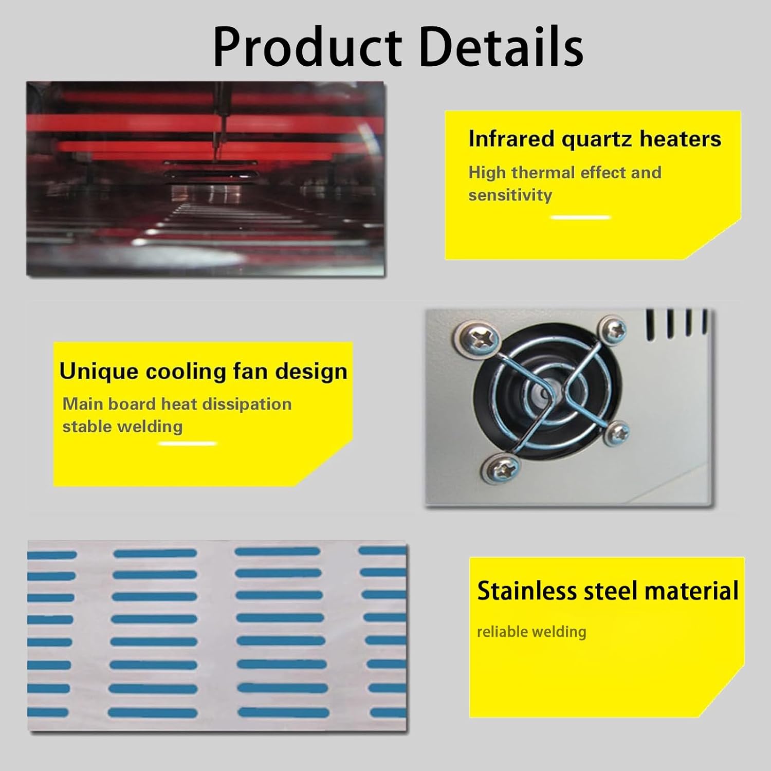 1500w Soldering Station Welding Machine Infrared Heater,Reflow Oven,with A Pair of Gloves,11.8x12.6 Inch Soldering,8 Temperature Options,for R&D and Small Batch Production
