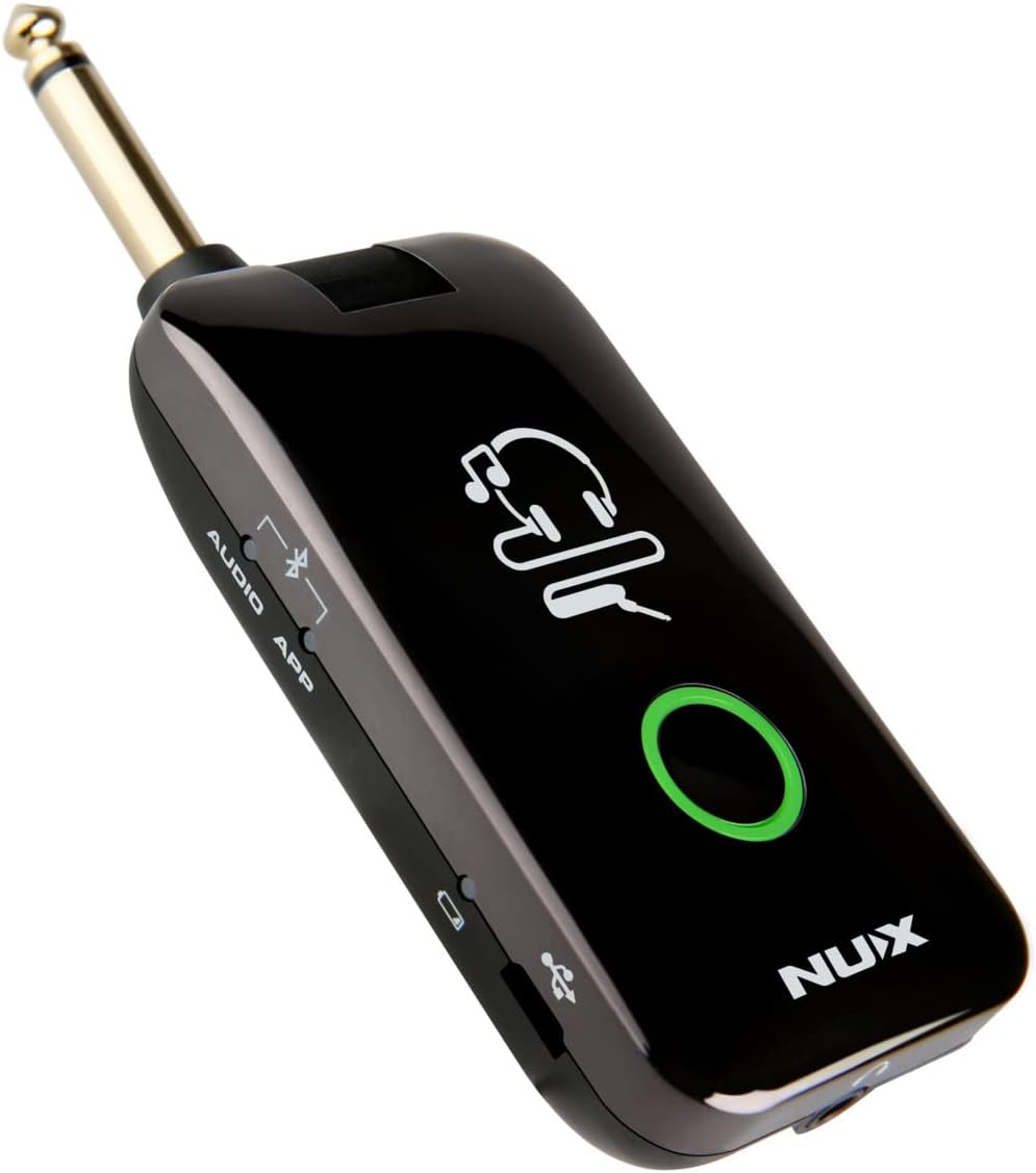NUX Mighty Plug MP-2 Guitar and Bass Modeling Headphone Amplug with Bluetooth, 13 Amp Models, 20 IRs, 19 Effects, 6.35mm Phone Plug, Pocket Amplifier Built-in Rechargeable LiPo Battery 3.7V/1000mAh