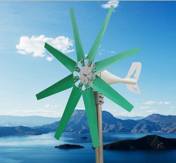 10,000W 12V/24V Vertical Axis Wind Turbine Generator with 8 Blades, Low Start-Up Speed 2M/S, Ideal for Home, Boat, and Wind Solar Systems