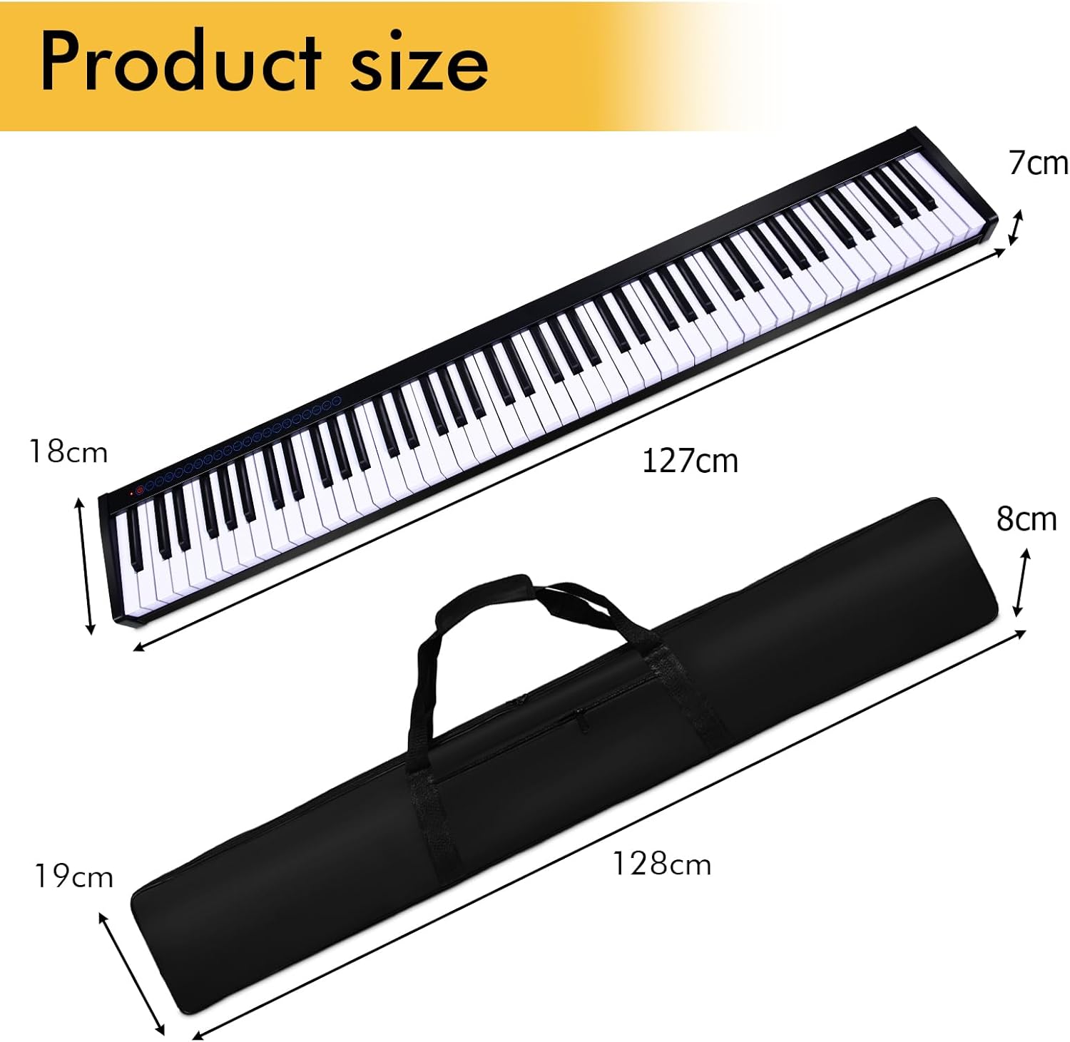88-Key Digital Piano Keyboard, Full Size Semi-Weighted Keyboards with MIDI, Portable Electric Pianos for Beginner