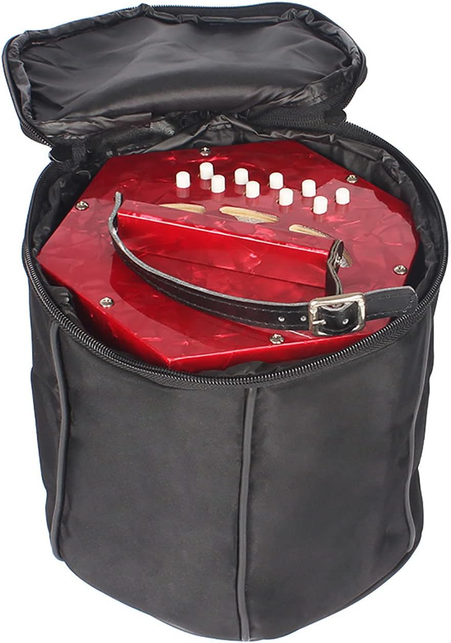 Professional Concertina, 20 Buttons Accordion with Strap and Carrying Bag Beginner Musical Instrument for Daily Practice Stage Performance(Red)