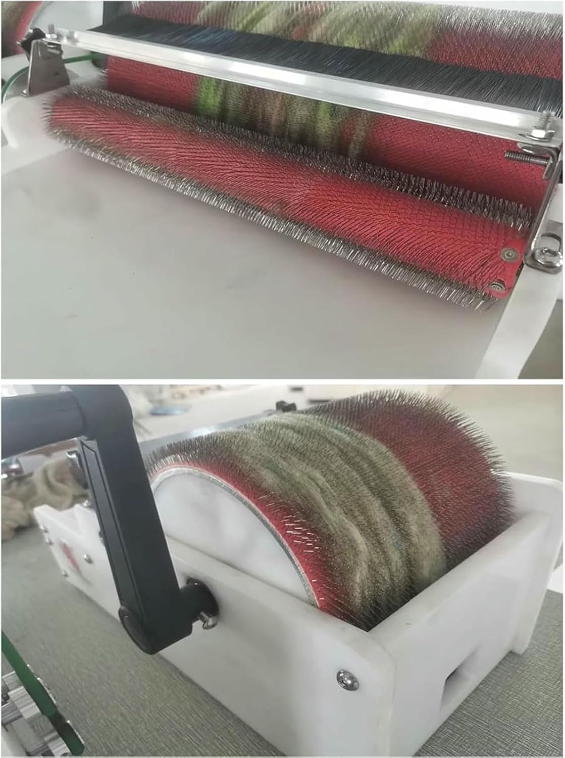 Manual Wool Drum Carder, Hand Carding Machine, Wool Blending Board Carding Brush Set with Aluminium Alloy Roller, Belt Drive, No Electricity Needed for DIY Craft, Handmade Projects~/