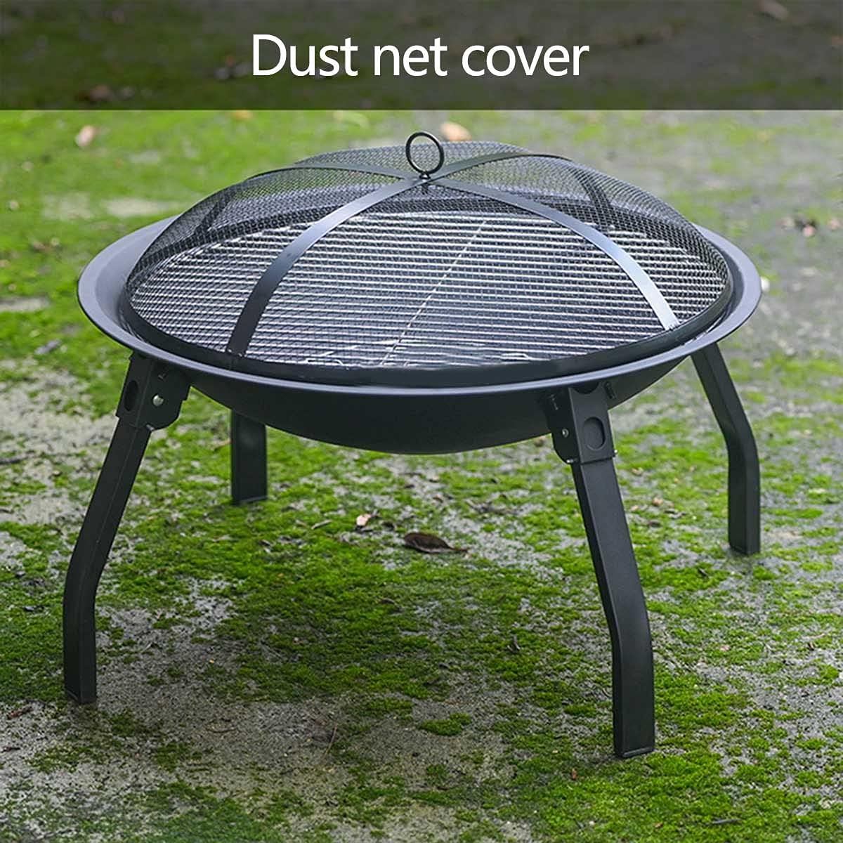 Portable Folding Fire Pit Outdoor Multifunction Fire Pit Bowl BBQ Grill with Mesh Spark Screen Cover for Backyard Camping Picnic Bonfire Garden Patio Brazier