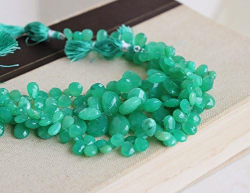 Outstanding Chrysoprase Gemstone Faceted Briolette 11mm 28 beads 1/2 strand