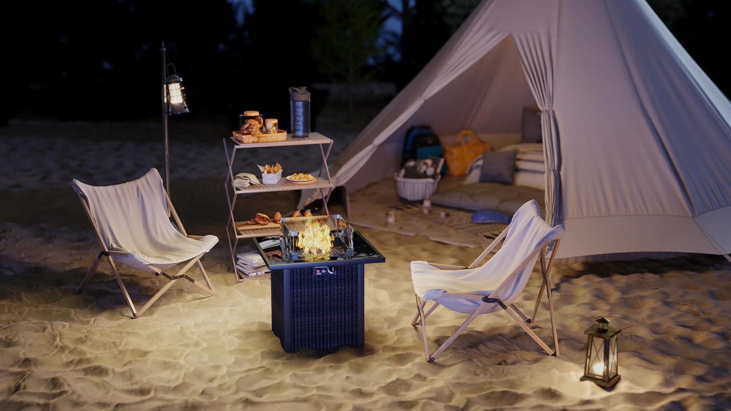 28 Inch Propane Fire Pit Table, Rattan Wicker Look, 50000 BTU Gas Firepits Tempered Glass Tabletop with Glass Windscreen Protector for Outside Patio and Garden(Coffee)