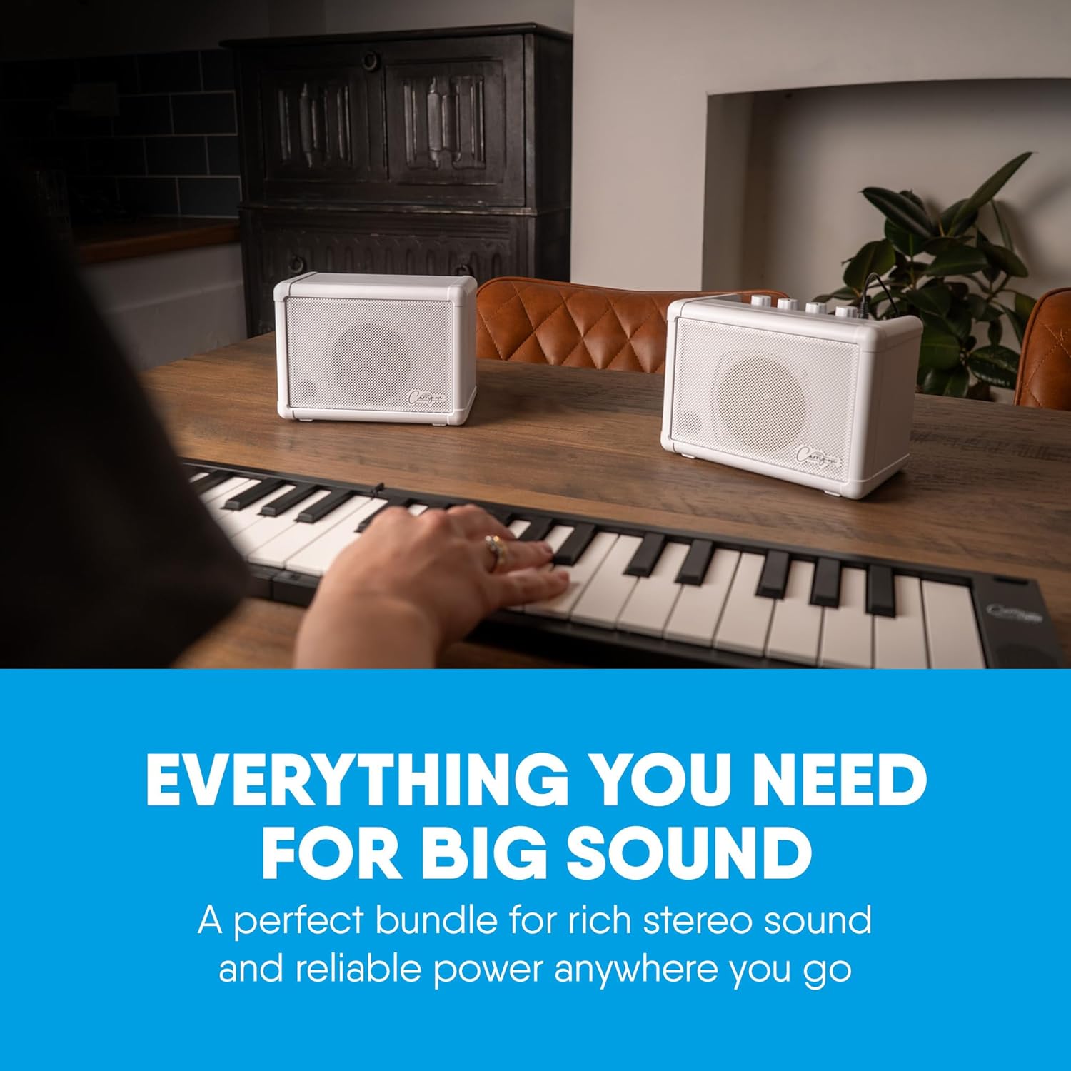 Carry-on Mini Stereo Bundle - Mini Speaker, Extension Speaker and PSU-1 - All-in-One High-Performance Portable Audio Solution for Music Practice, Jam Sessions, Studio Use, and Small Event Hosting