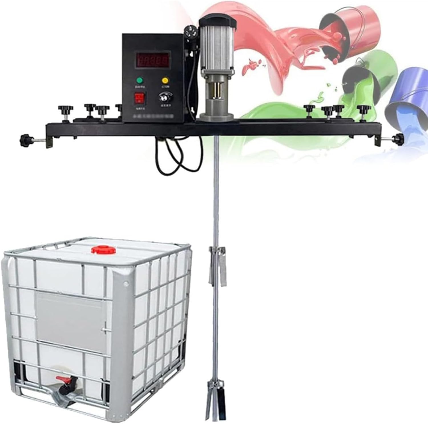 IBC Paint Mixer, 980W Electric Tank Mixer Machine, Commercial Paint Stirring Machine with Support Hanger, Stainless Steel Rod & Blade, Folding Propeller, for Ink Dissolver Agitator