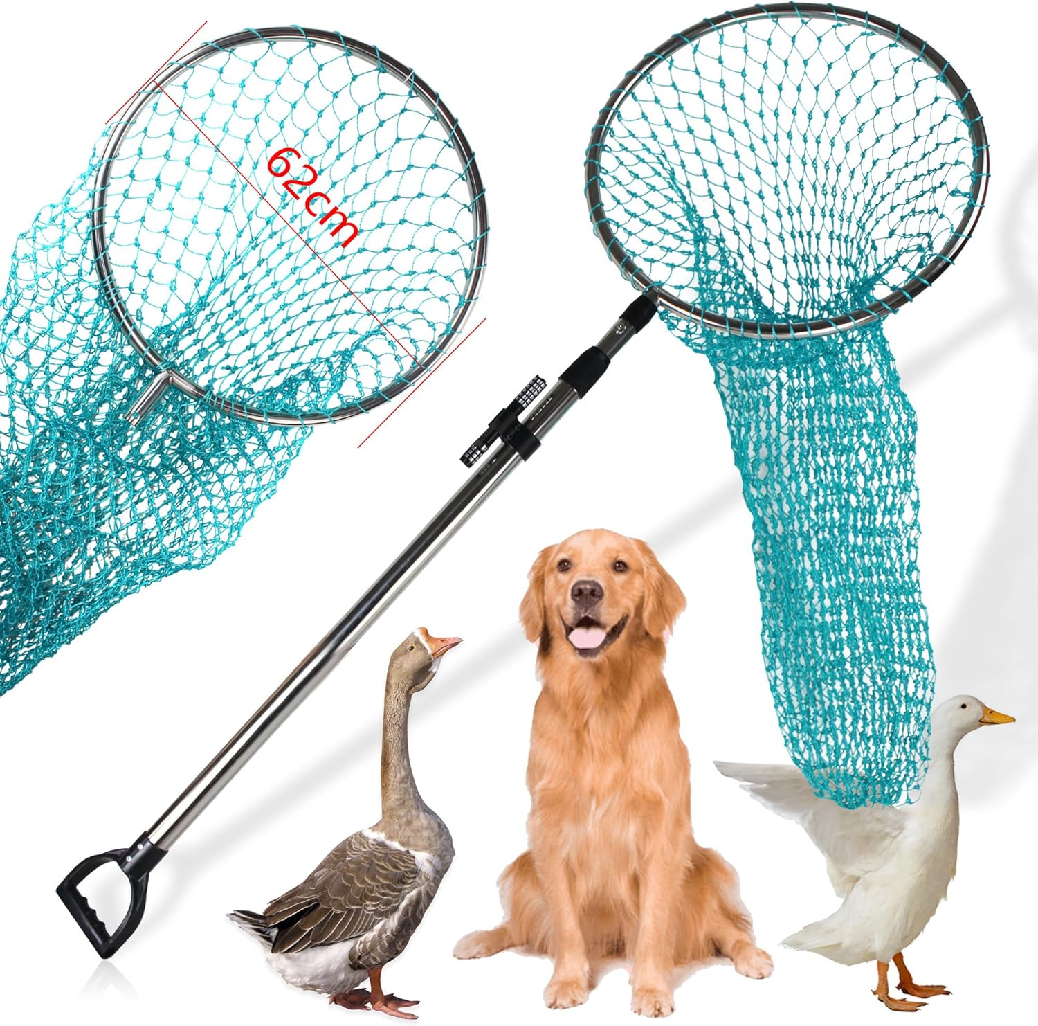 Dog Catch Net Animal Control Net Poultry Catching Trap Tool Length Adjustable for Cat, Pigeon and Others (42~70