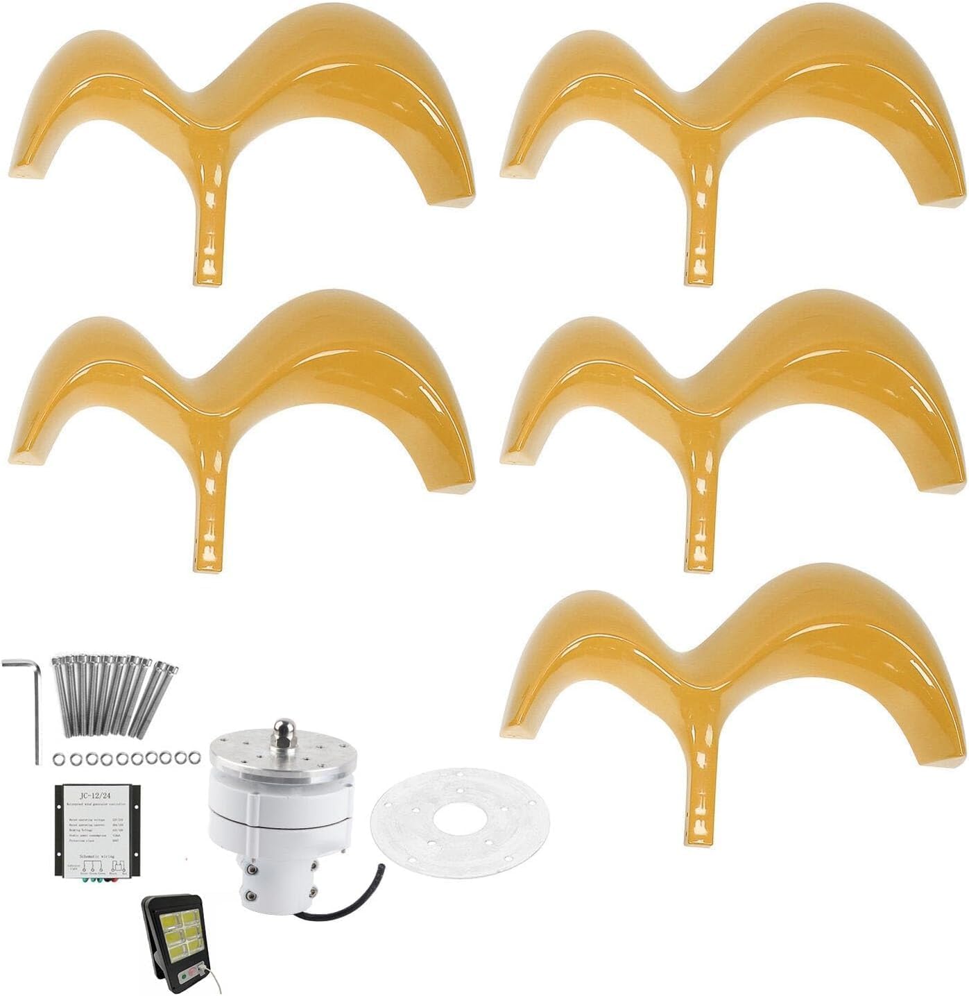 CAJUCA 8000W Wind Turbine Kit Vertical Three-Phase 5 Blade Generator New Energy Wind Turbine Generator with Controller and Solar Garden Light