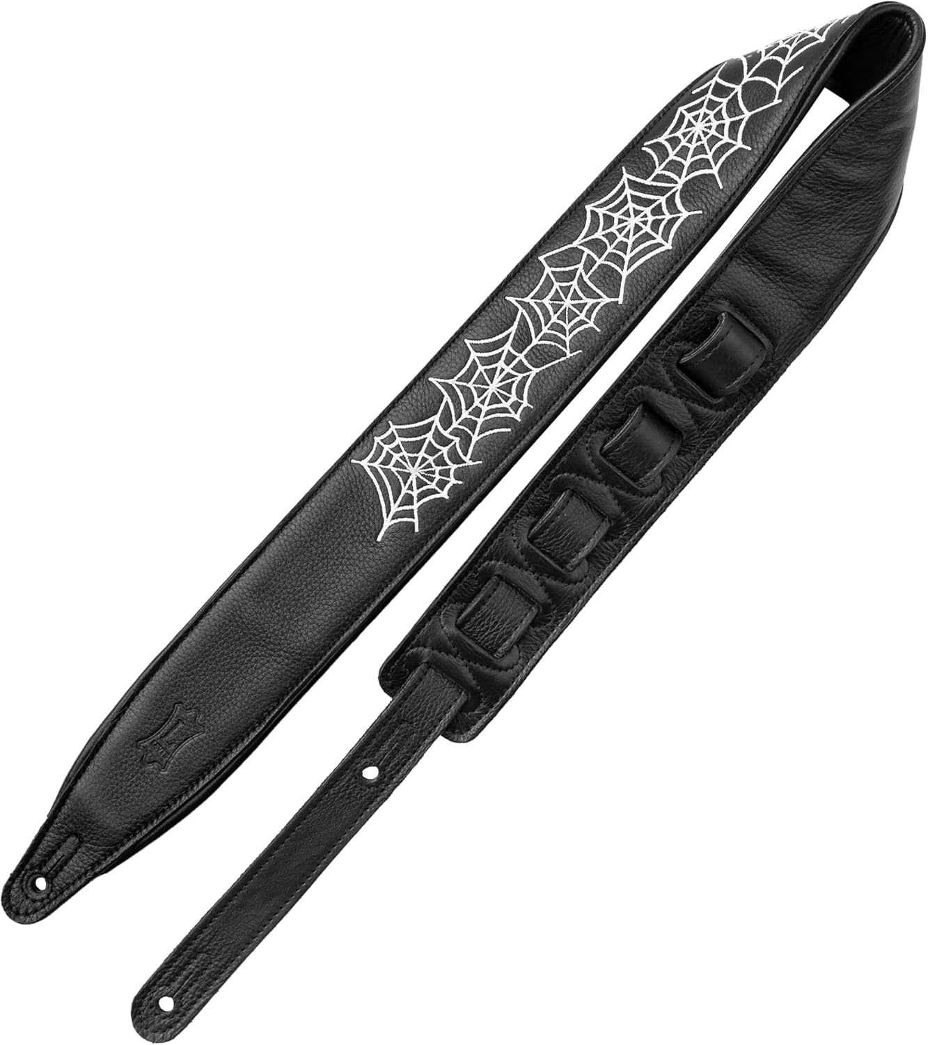 Levy's Leathers Night Life Series Genuine Leather Strap with Glow-in-the-Dark Embroidery Spider Web Pattern, Black (MG317NL-001)