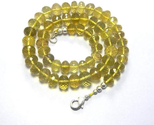 lemon quartz german cutting rondelle beads 18'' 8-11mm