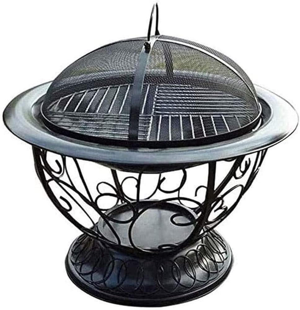 Fire Pits Outdoor Wood Burning Fire Pits Outdoor Grill Stove Brazier,Housewares Fire Pit Outdoor Garden Patio Heater Brazier Basket for Wood, Charcoal with Cover BBQ Cooking for Outside Camping B