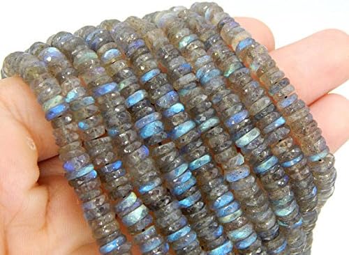 8 String Blue Flash Labradorite Faceted Tyre Beads/Labradorite Heishi Beads 100 Persent Natural Gemstone Size 7.4x5. mm 20
