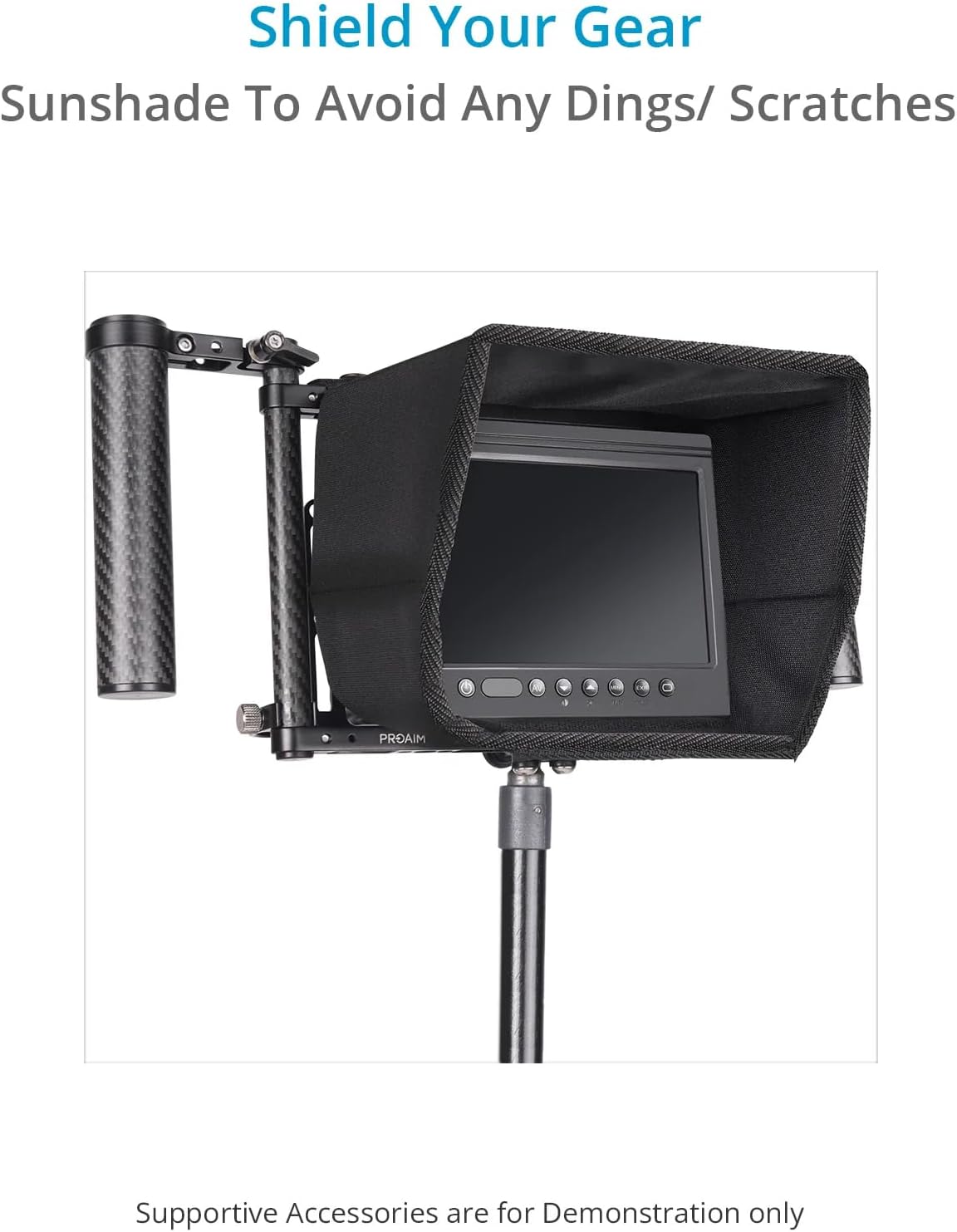 PROAIM Universal 9” Camera Monitor Director Cage for Monitor Upto 9” (Diagonally). Easy Handheld Monitoring – Dual Handles, C-Stand & Other Accessory Mounting Option. Padded Neck Strap (P-DMC-59)