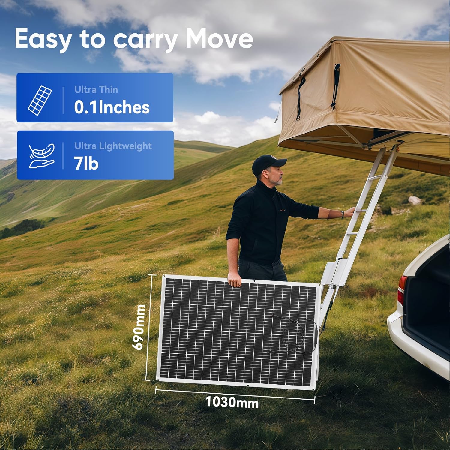 200 Watt Flexible Solar Panel 23% High Efficiency 12v Monocrystalline Lightweight Semi Flexible Bendable Off-Grid Charger for Rv Boat Uneven Surfaces (200w*6)