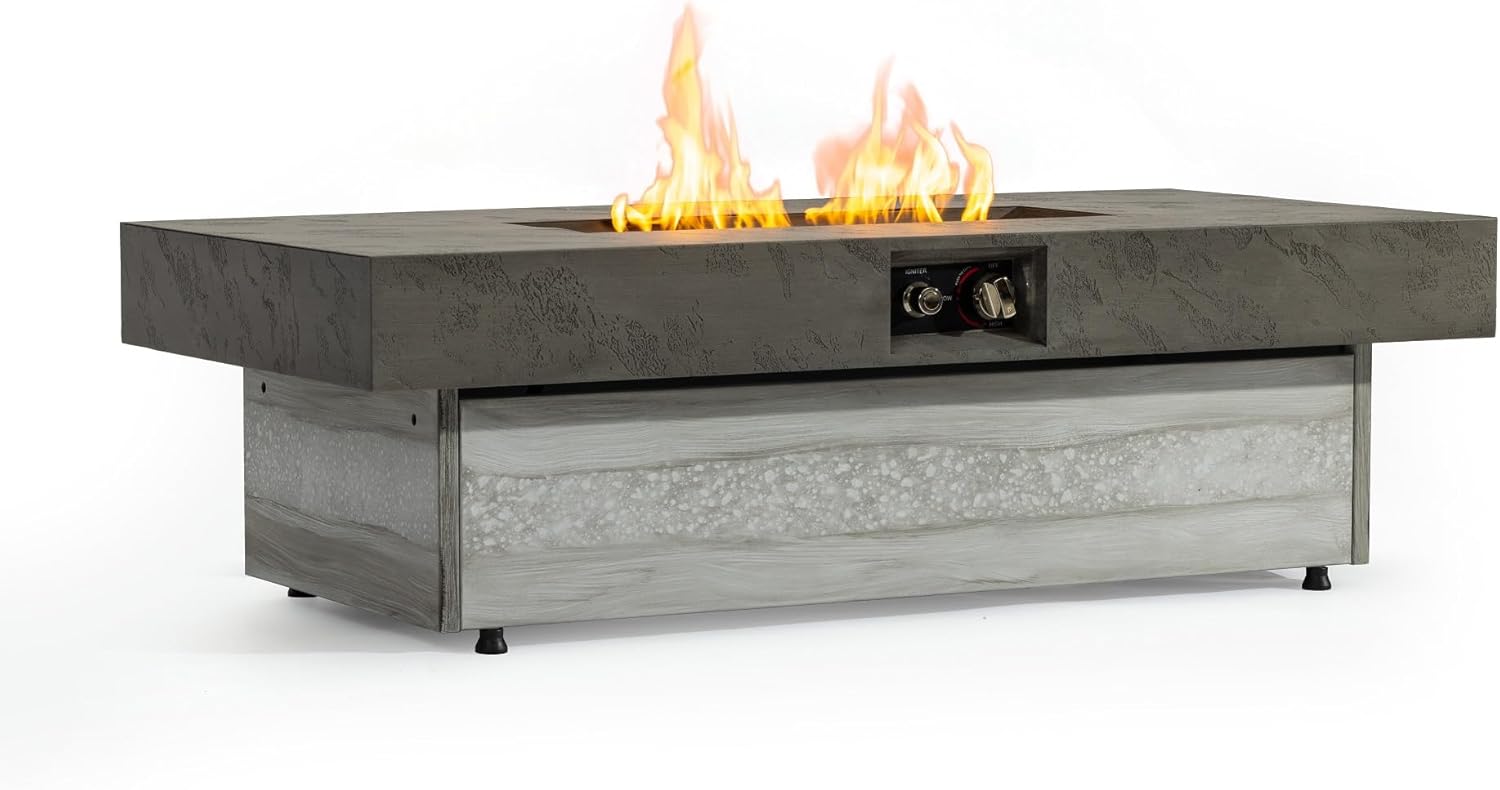 48X24 Inch Propane Fire Pit Table with Smokeless Flame for Outdoor Patio Garden Deck Backyard Heating