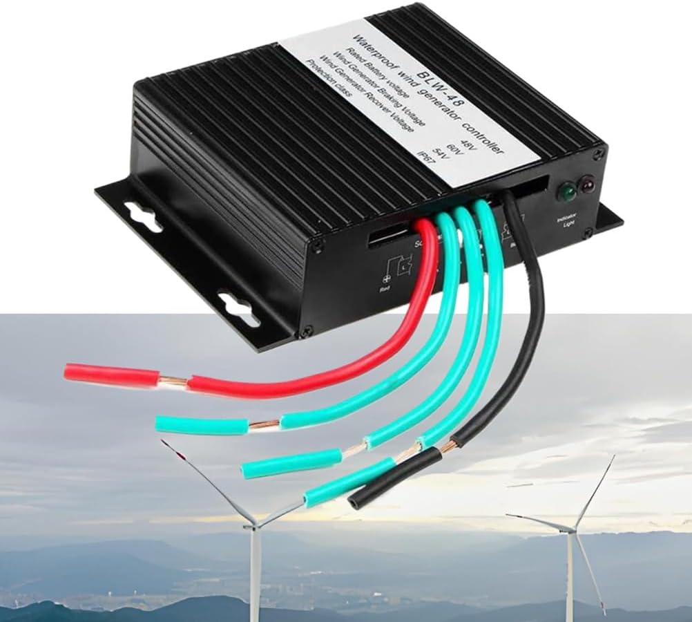 1000W 12V 24V 48V 220V 40A Mini Wind Turbine Generator Regulator MPPT Wind Turbine Charger Controller IP67 Low Voltage Controller with LED Indicator,Black,220V