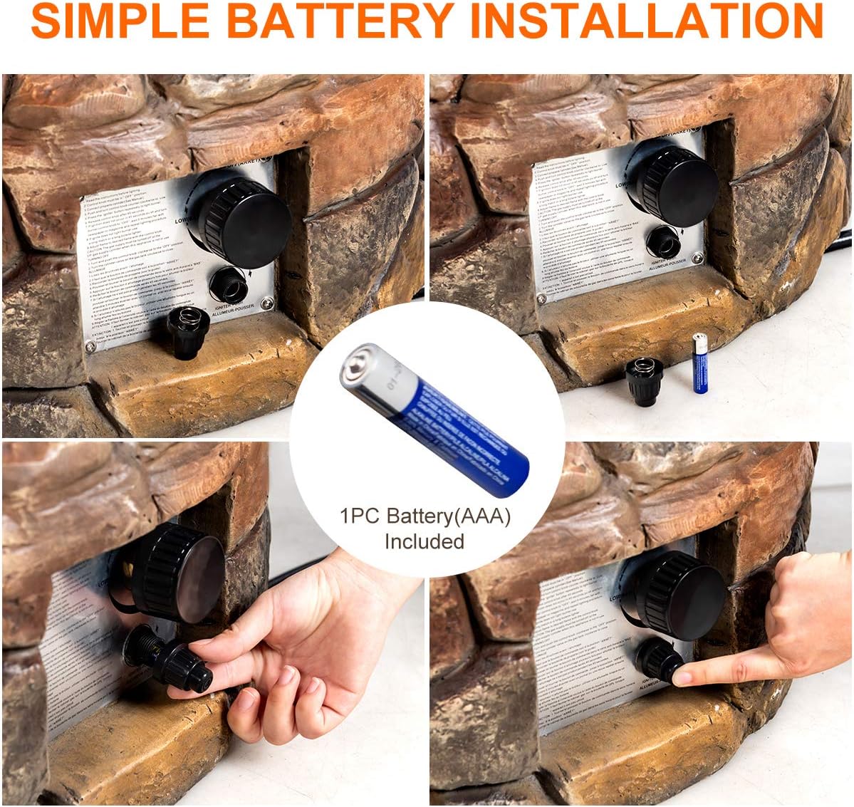 Giantex Gas Fire Pit, 28 Inch 40,000 BTU Propane Fire Pit Outdoor w/Natural Stone, Cover, ETL Certification, Stainless-Steel Gas Burner w/Electronic Ignition Lava Rock (Brown)