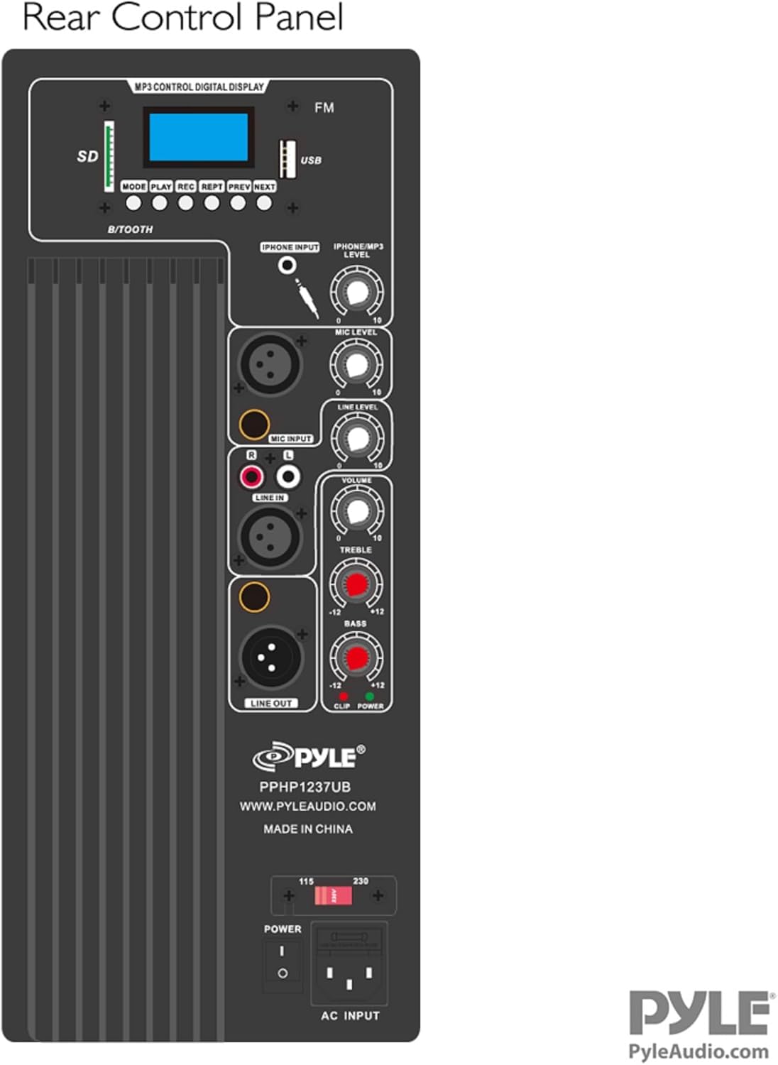 PYLE-PRO Powered Speaker Active PA- Loudspeaker Bluetooth System, 12 Inch Bass Subwoofer Stage Speaker Monitor, DJ Party Portable Sound Stereo Amp Sub for Concert Audio, Built-in USB for MP3 Amp