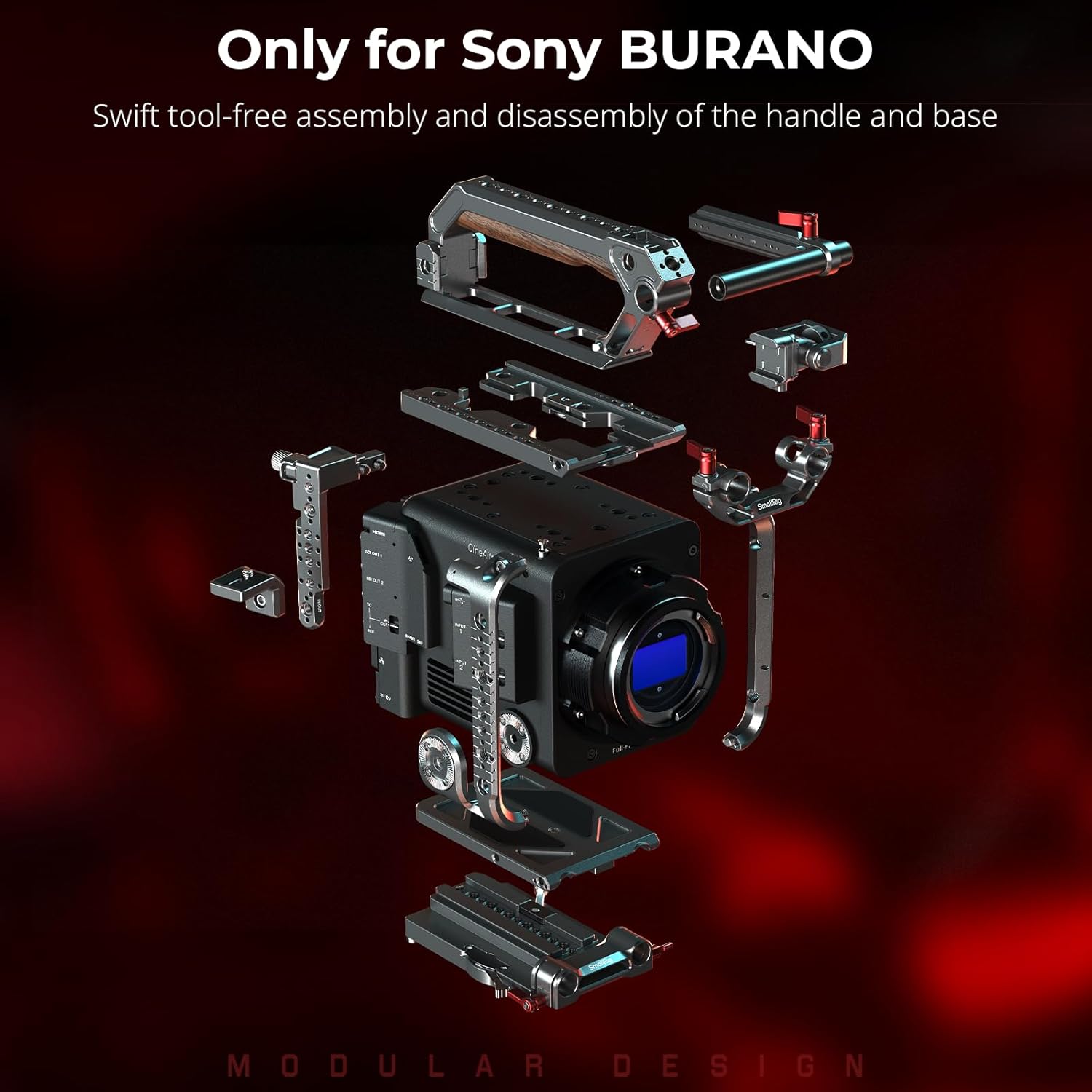 SmallRig Cage Kit for Sony BURANO, Includes Monitor Mount/Top Handle and Other Accessories, for Tripods/Handheld/Shoulder Shooting - 4571