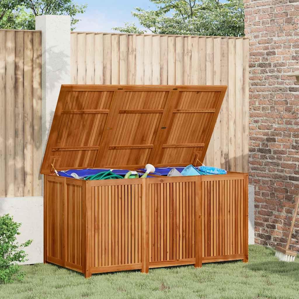 Outdoor Patio Storage Box 59.1x31.5x29.5 Inches Solid Acacia Wood Garden Furniture Cushion Organizer with Waterproof Liner for Deck Backyard