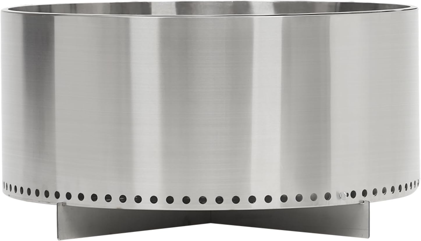 Portable Smokeless Firepit 27Inch Fire Pit for Wood Burning with Stand and Handle, Removable Ash Base, Stainless Steel, for Camping