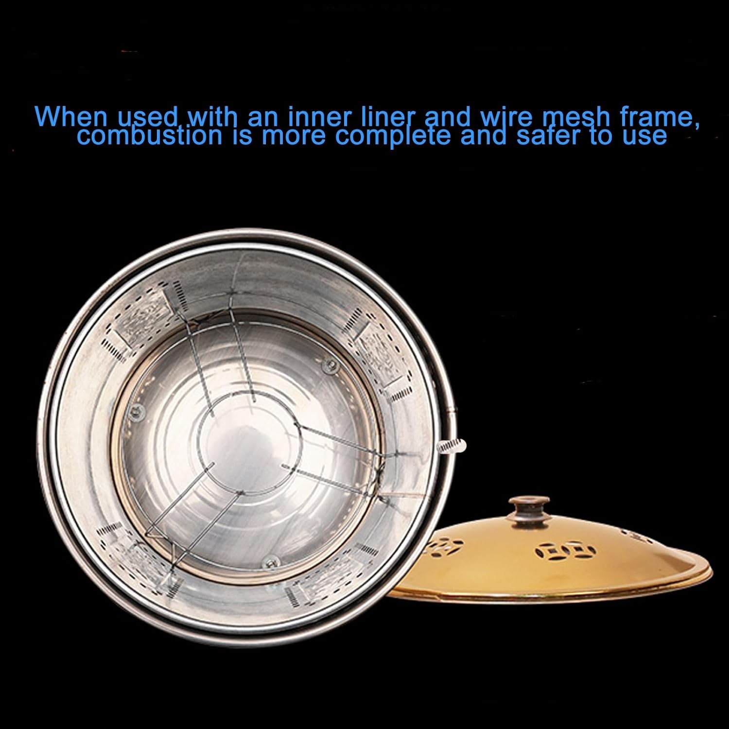 Incinerator, Burn Barrel, Outdoor Fire Pit, Burn Cage, Including Tripod, Inner Liner, for Wood, Garden, Backyard, Farm,Bonfire(Silver,48cm/19in)