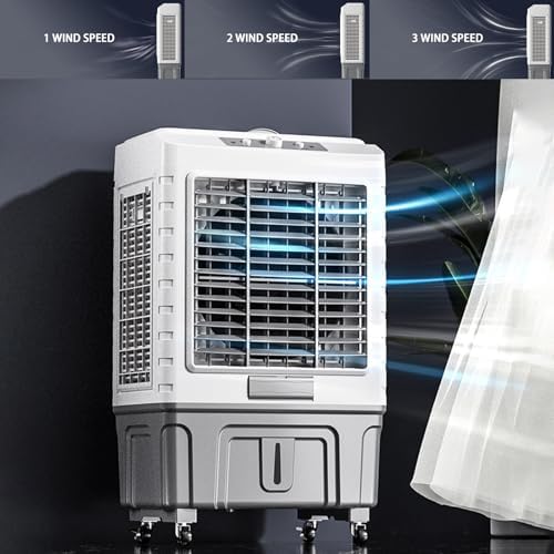 Portable Air Conditioner for Efficient Cooling, 3 Wind Speed Swamp Cooler, Evaporative Air Cooler with Knob Control & Water Tank, for Home Factory Supermarket(95cm/37.4in)