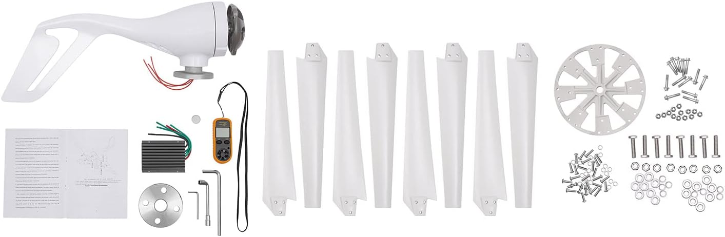 Wind Turbine Generator Kit, 600W 12V with 8 Blade Wind Generator Kit with Charge Controller, Wind Power Generator for Home Use, Marine, RV, Terrace