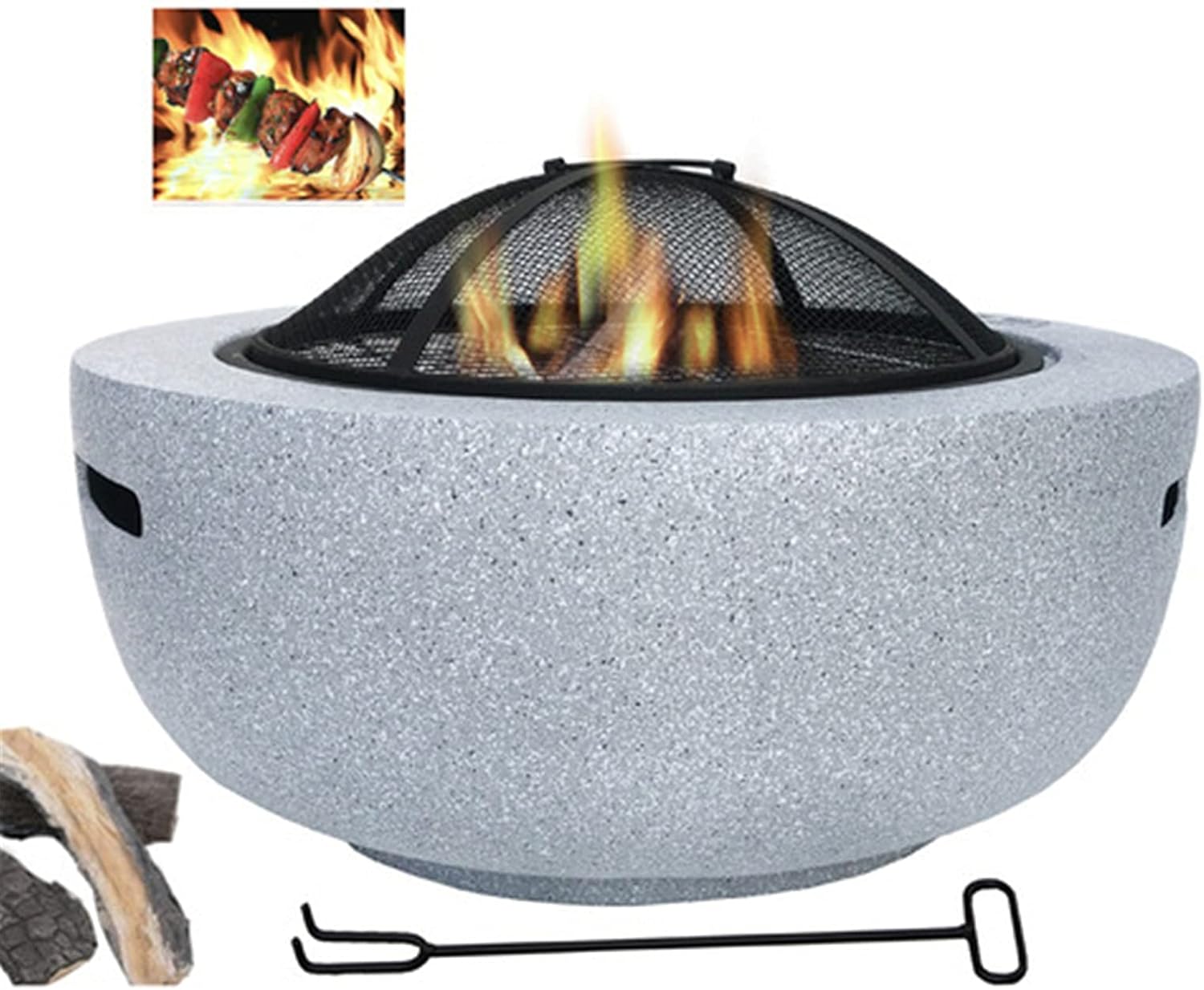 Outdoor Brazier Outdoor Party Stove Firewood Basin Villa Grill Courtyard Fireplace Multi-Function Barbecue Grill BBQ Fire Pit (Color : Iron Size : 60x34cm) (Iron 60x34cm)