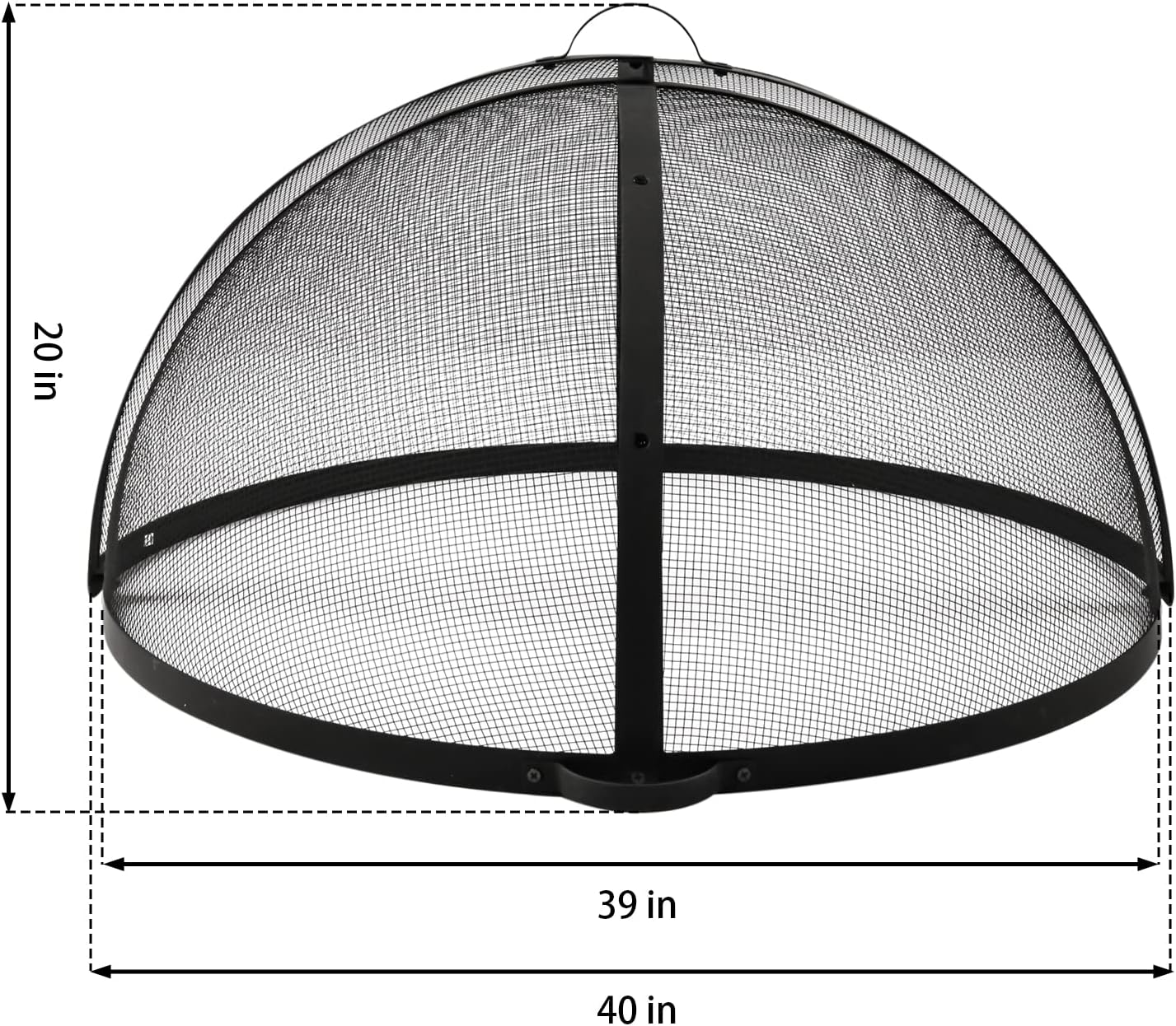 WeCooper Heavy-Duty Fire Pit Spark Screen, 40In Round Steel Mesh Screen Guard, Easy-Opening Firepit Ember Arrester with Handle