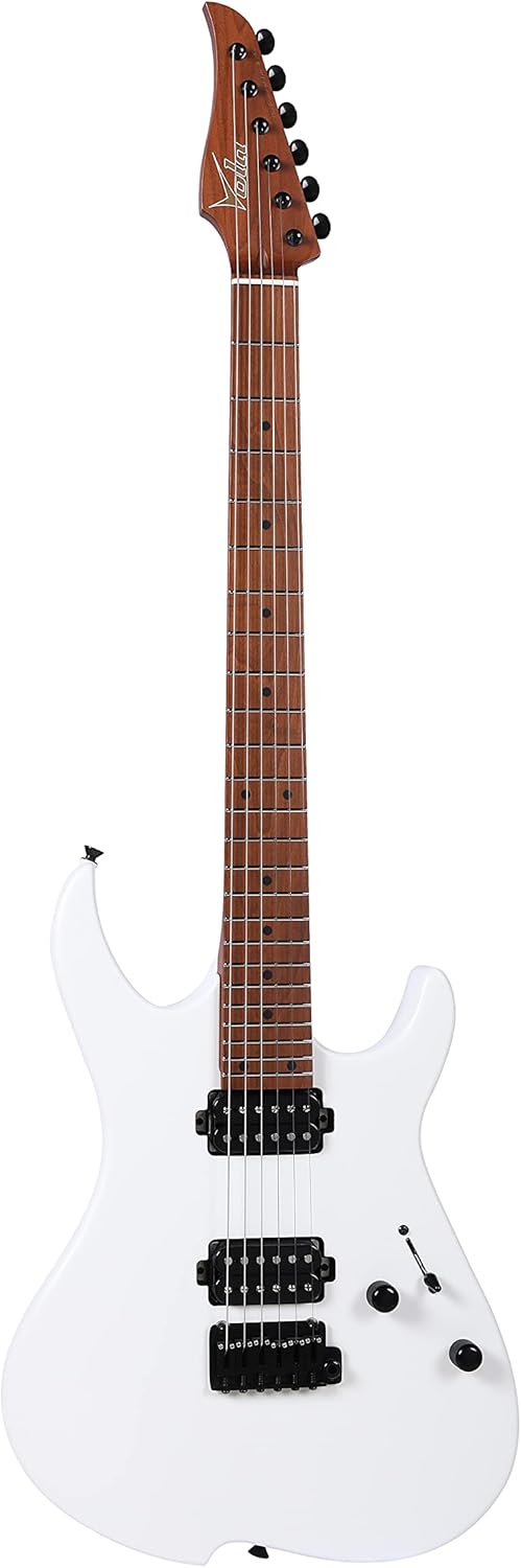 Vola Electric Guitar OZ 24 RV SRM White Matte Handmade in Japan MIJ Roasted Maple Neck Stainless Steel Frets Gotoh Bridge Gotoh Locking Tuner 6 Strings Modern C Neck For All Levels