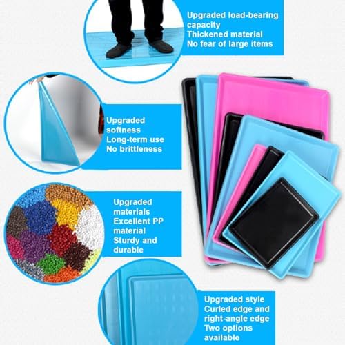 3 Large Plastic Trays Oil Drip Pan for Under Car Non-Slip Bottom Plastic Pan Refrigerator Tray Washing Machine Drip Pan(Blue,43x32x2.7cm/16x12x1in)