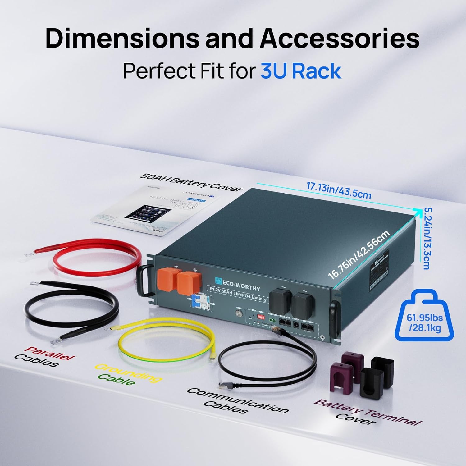 ECO-WORTHY 2560Wh Home Power Station Backup Power, 48V LiFePO4 Battery Support Communication、Bluetooth and WiFi, 120V AC 3500W Solar Hybrid Charger Inverter, for Home Backup,Emergency,Solar System