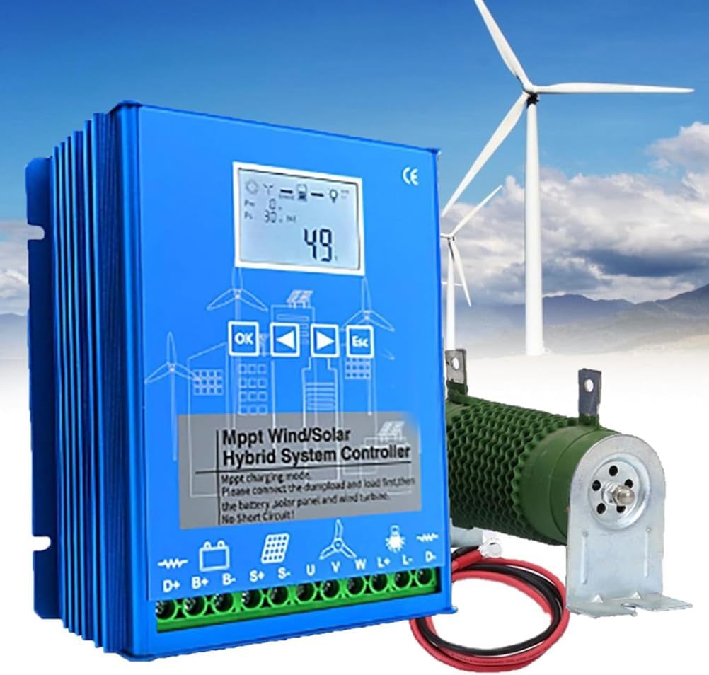 Wind Solar Hybrid Charge Controller, 8000W Wind and Solar Charge Controller, Auto 12V 24V 48V Battery Off Grid Controller MPPT 4000W Wind Turbine, 4000W Solar Panel,12V