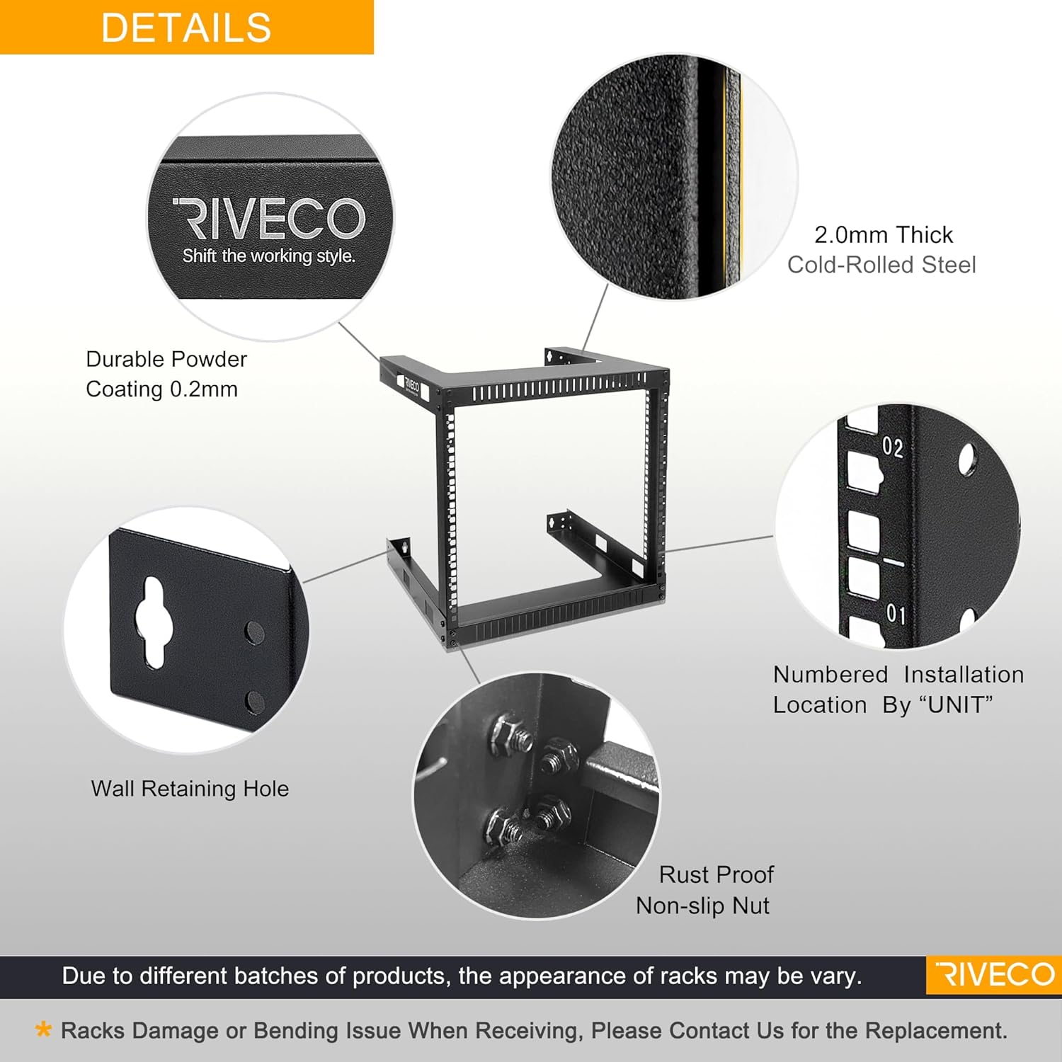 RIVECO 9U Wall Mount Rack for Network – 17.7