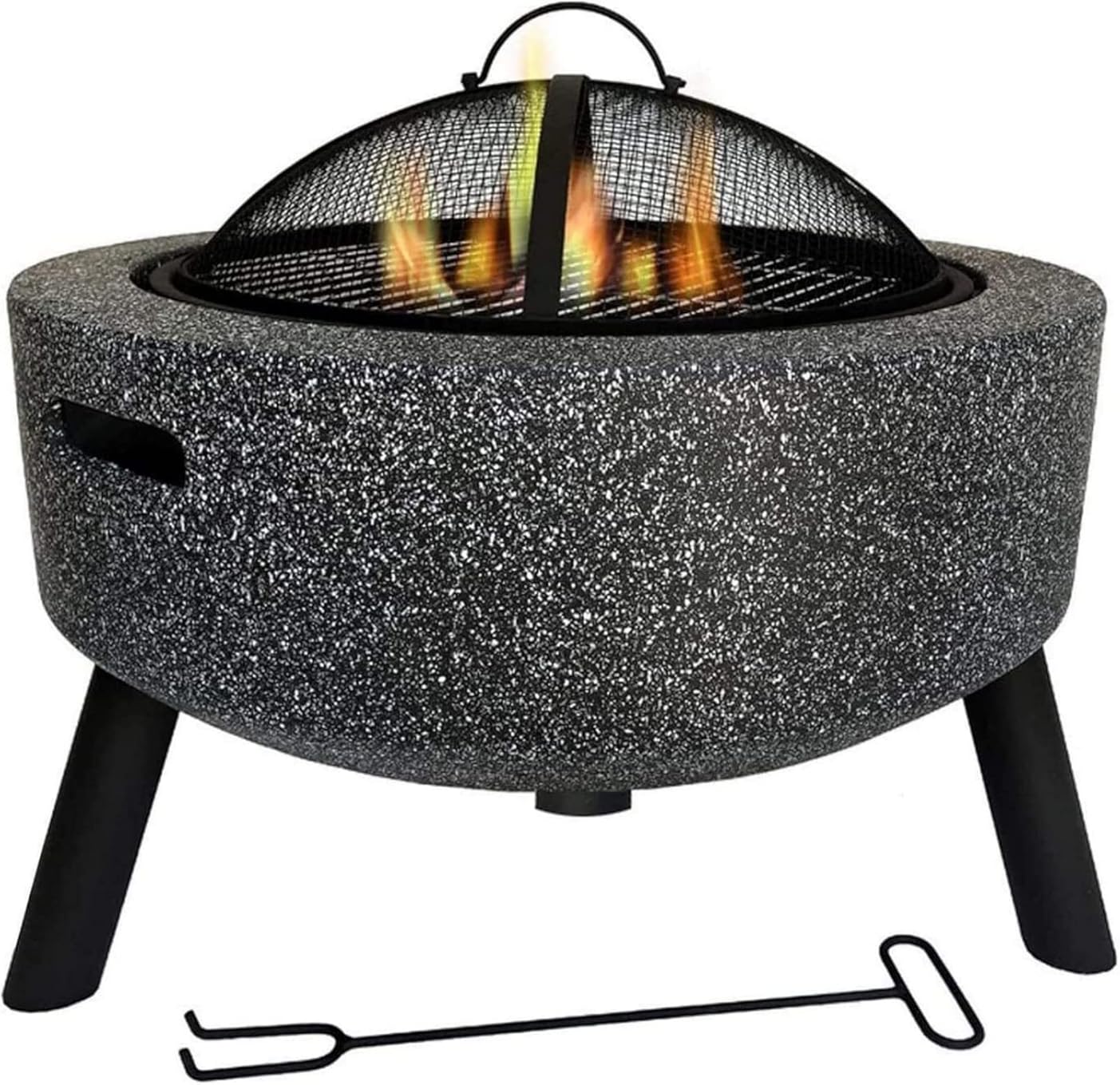 Garden Fire Pit Portable Grill Barbecue Rack Outdoor Fire Pits Fire Bowl, Magnesia Barbecue Grill, for Outdoor Garden Fire Pit Heating/Barbecuing, Garden Terrace for Camping Backyard, Black (Black)