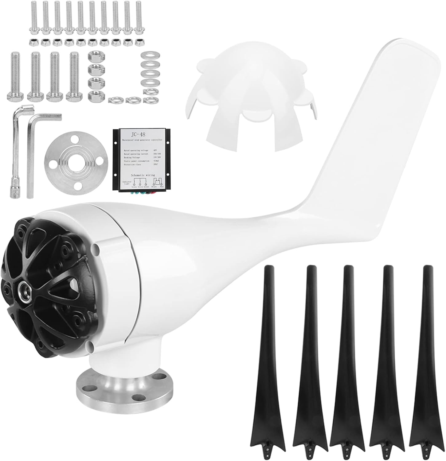 Walfront 200W Wind Turbines Generator 5 Blades Low Noise Power Supply for Boats Mobile Homes - Efficient & Reliable Wind Power Supplies (48V)