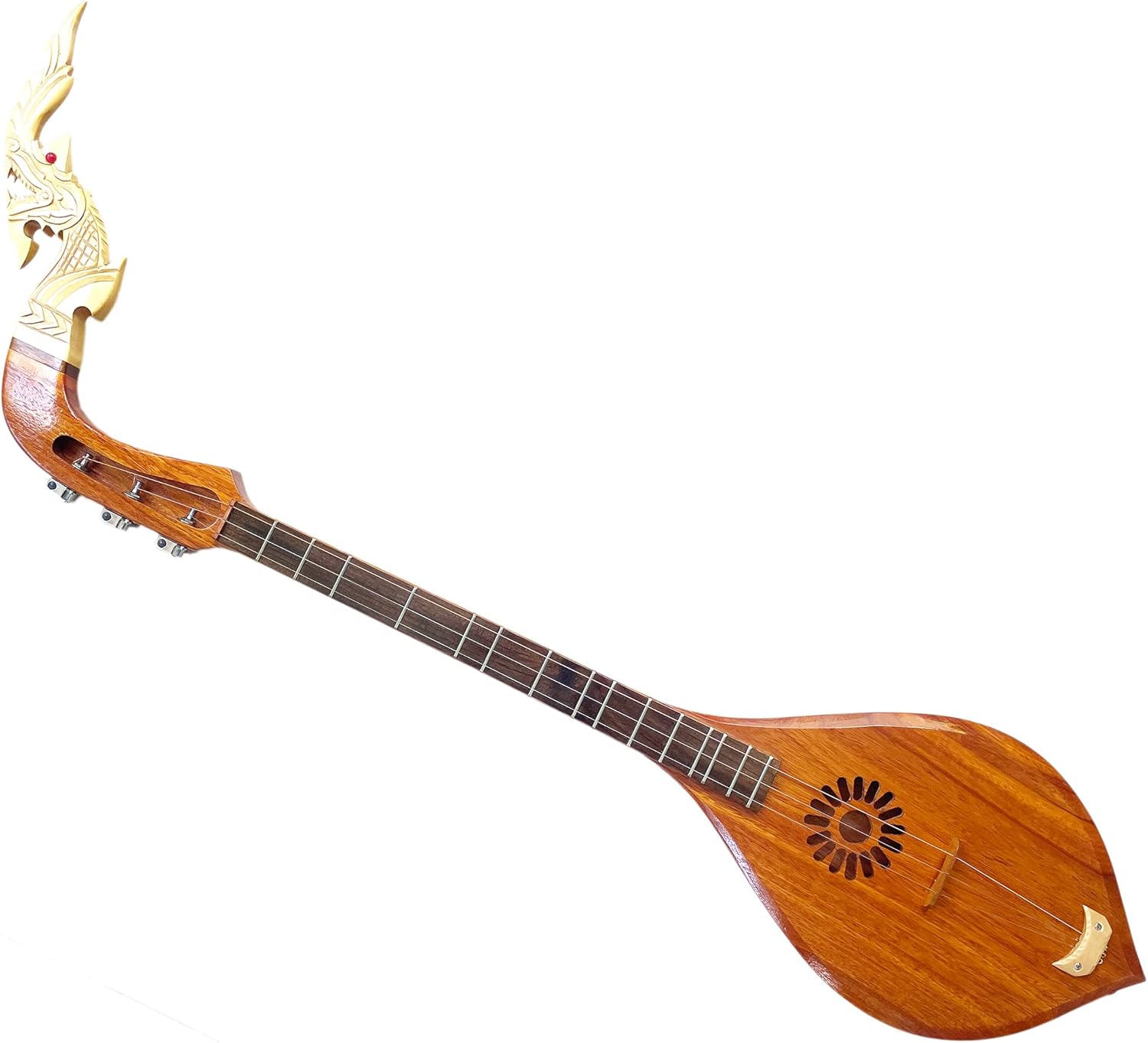 Isarn Acoustic Phin 3 Strings Left Hand, Thai Lao Guitar Musical Instrument, Traditional Thai Classical Musical Pin122