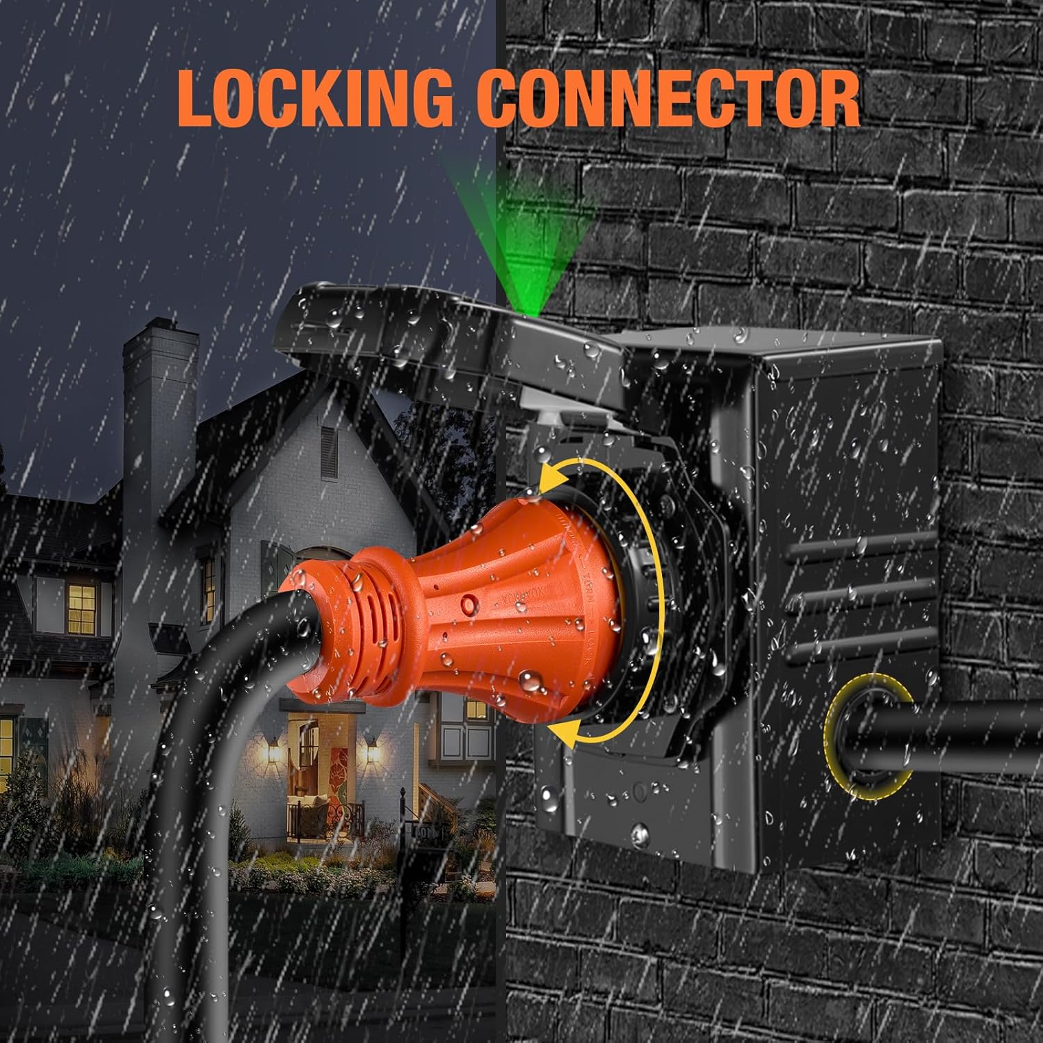 15FT 50 Amp Generator Cord with Pre-Drilled Power Inlet Box,Heavy Duty Generator Power Cord 4 Prong,125/250V,NEMA14-50P/SS2-50R,Waterproof,ETL Listed,Home/RV Power Supply