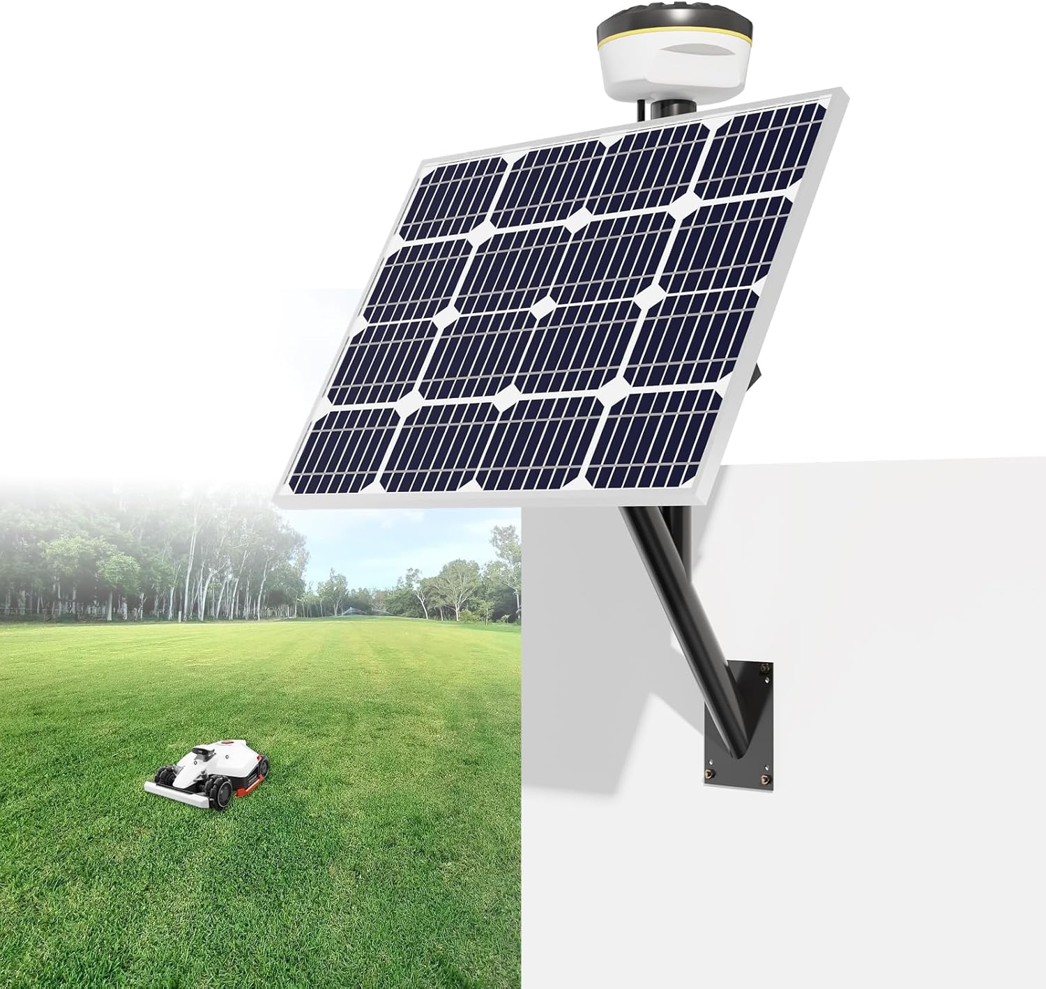 Solar Panel Wall Mount Kit Equipped with 12V Battery Pack, Outdoor Waterproof, for Mammotion Luba 2 AWD Series, YUKA 1000 & 2000, YUKA 1500(2024) & YUKA 2000(2024)(2-Pin Plug)