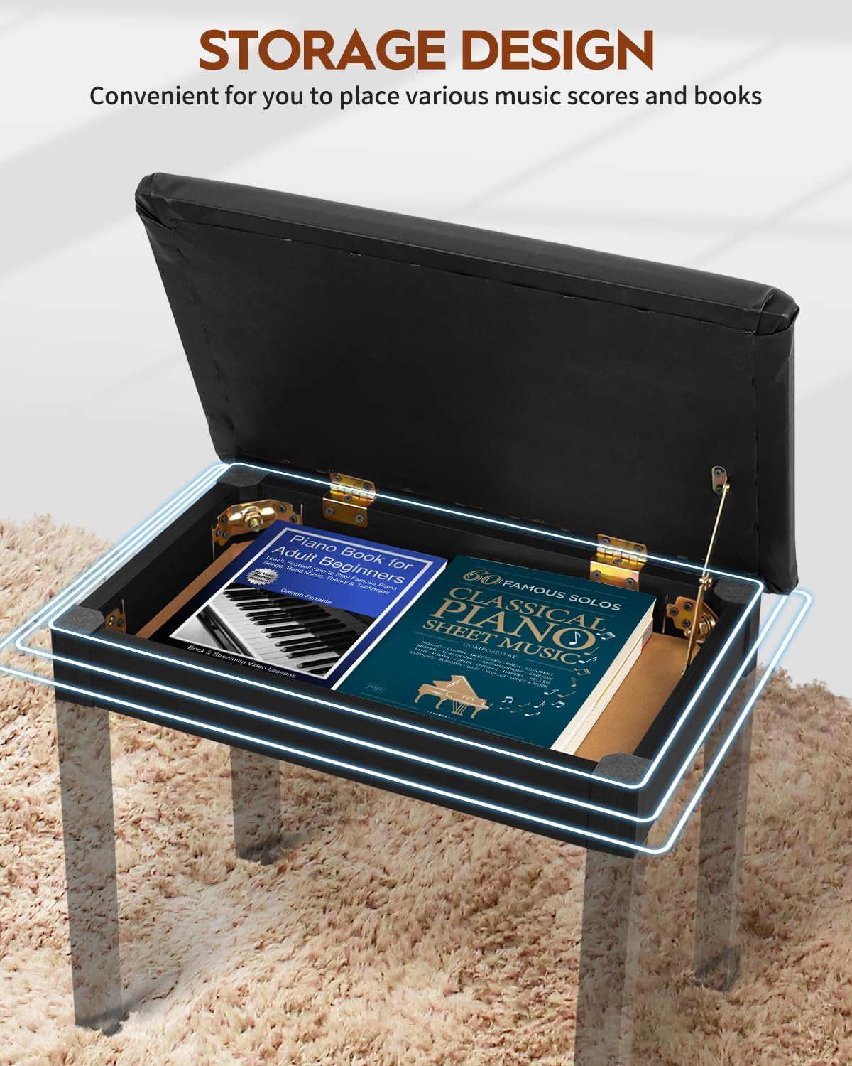 STRICH Digital Piano Bundle with Stand, Sustain Pedal and Storage Bench